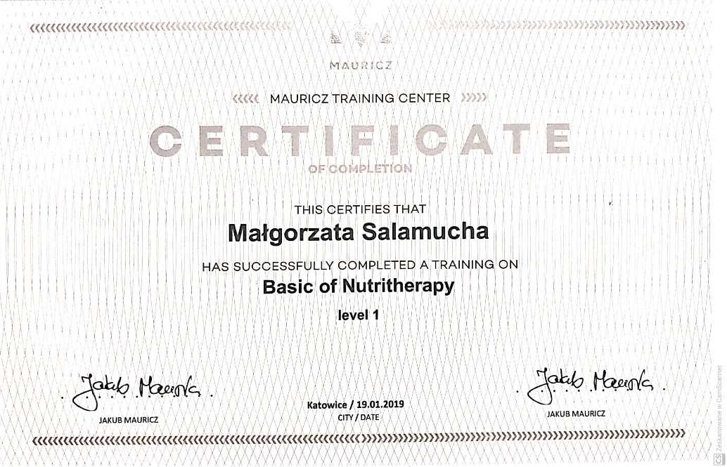 Certyfikat: Certyfikat — 19.01.2019