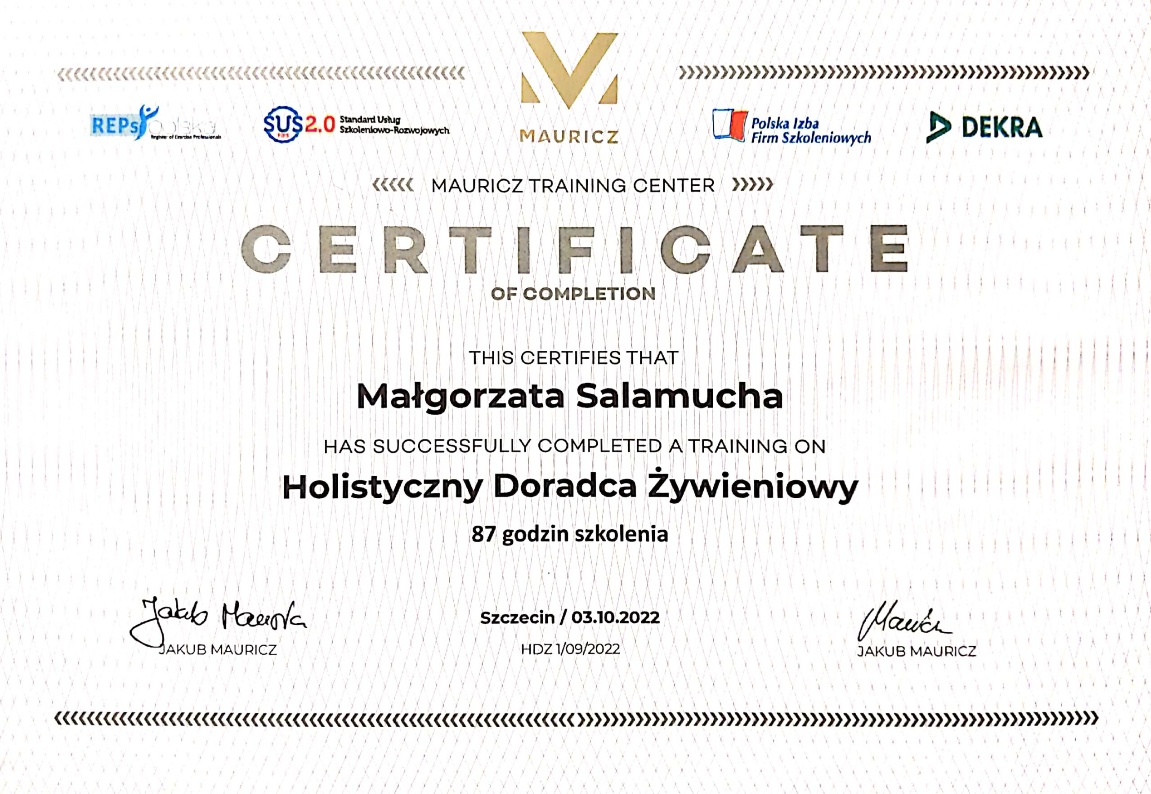 Certyfikat: CERTYFIKAT — 03.10.2022